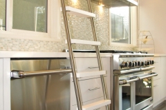 W 22nd Ave- kitchen-contemporary-modern-white kitchen-sliding ladder-glass backsplash