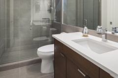 W 42nd ave- contemporary-modern-bath-glass shower-white oak vanity-white counter