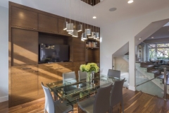W 42nd ave- contemporary-modern-walnut floor-dining room-millwork-chandelier